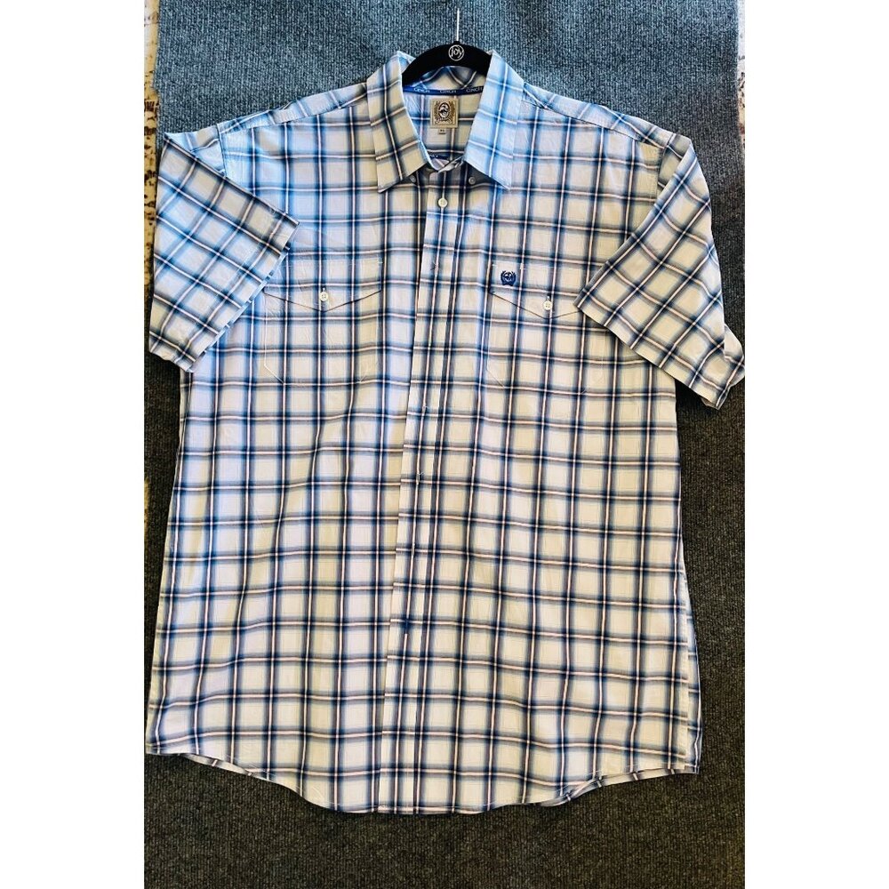 Cinch Men's Plaid Button-Down Western Shirt Short Sleeve New in size XL.